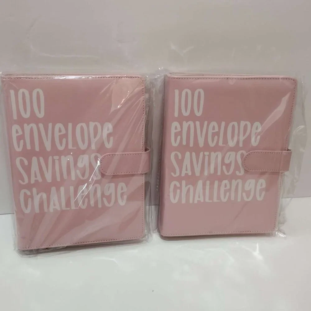 2 pack 100 Envelope Challenge Binder Save $5050 Goals 100 Day Savings Pink